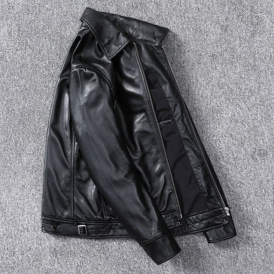 Classic top layer sheepskin leather men's leather jacket casual coat