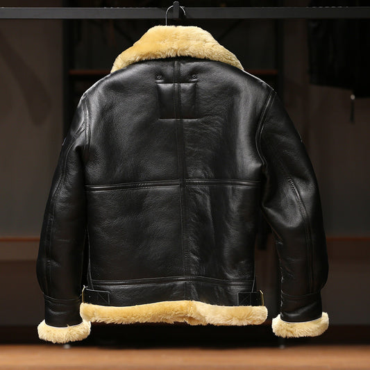Casual B3 flight suit, men's multi-label Italian sheepskin coat