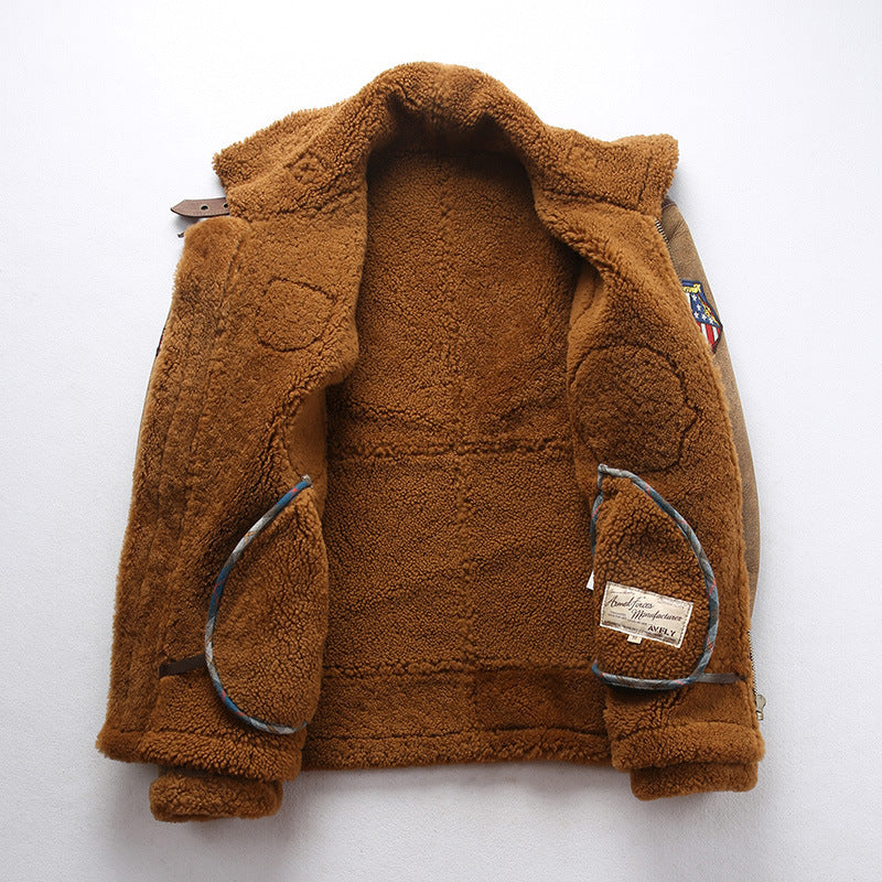 Casual B3 flight suit, men's multi-label Italian sheepskin coat