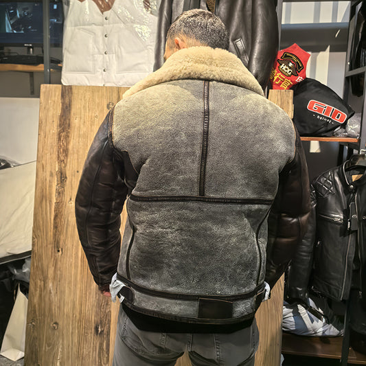 Retro D3 Bomber Shearling Flight Jacket for Men, RRL Sheepskin