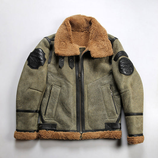 B3 Men's Thick Shearling Pilot Jacket