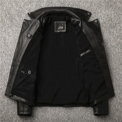 Men's motorcycle clothing top layer cowhide genuine leather jacket