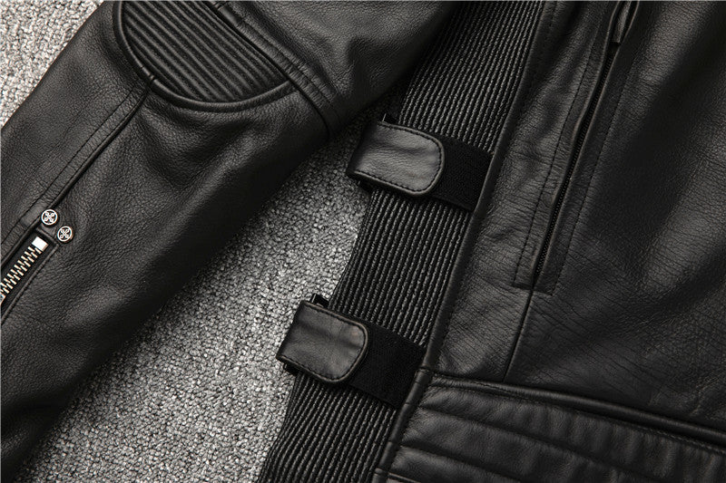 Men's motorcycle clothing top layer cowhide genuine leather jacket