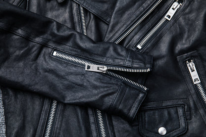 Men's genuine leather jacket, distressed youth motorcycle leather jacket