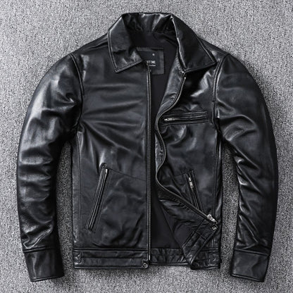 Classic top layer sheepskin leather men's leather jacket casual coat