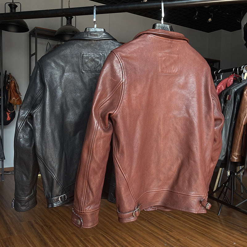Einstein same style jacket plus size genuine leather leather jacket men's motorcycle goat leather jacket