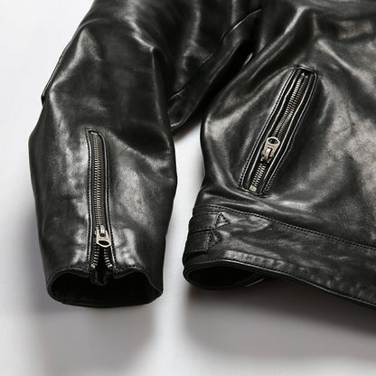 Beckham genuine leather jacket, men's stand-up collar top-grain cowhide coat