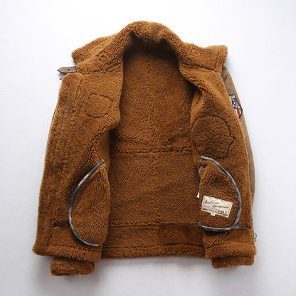 Casual B3 flight suit, men's multi-label Italian sheepskin coat