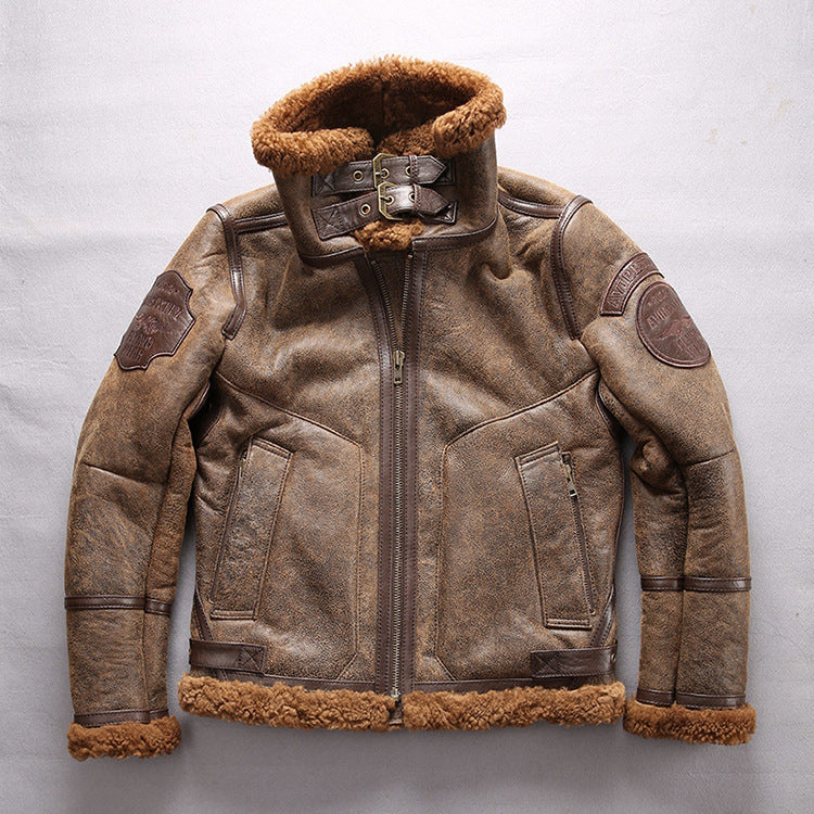 B3 Men's Thick Shearling Pilot Jacket