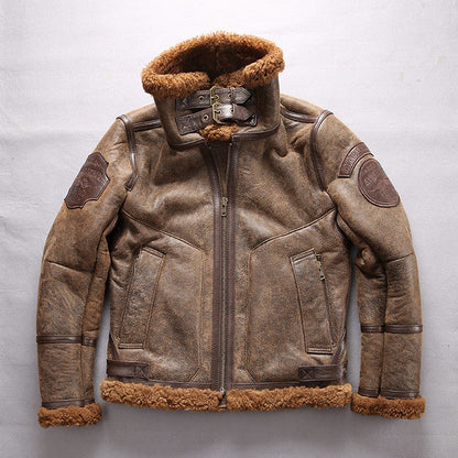 B3 Men's Thick Shearling Pilot Jacket