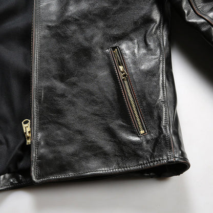 Japanese style motorcycle jacket J100 men's slim fit short genuine leather jacket