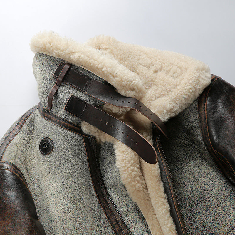 Retro D3 Bomber Shearling Flight Jacket for Men, RRL Sheepskin