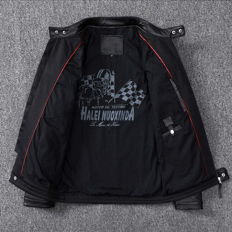 Men's motorcycle top layer cowhide leather jacket short leather jacket