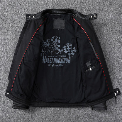 Men's motorcycle top layer cowhide leather jacket short leather jacket