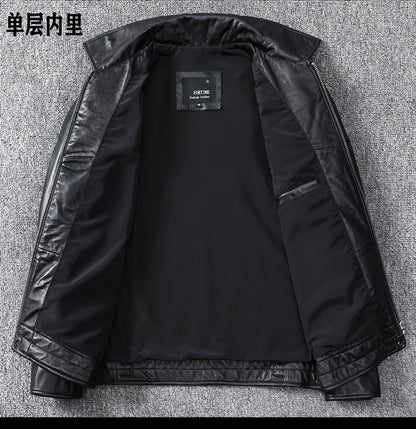Classic top layer sheepskin leather men's leather jacket casual coat