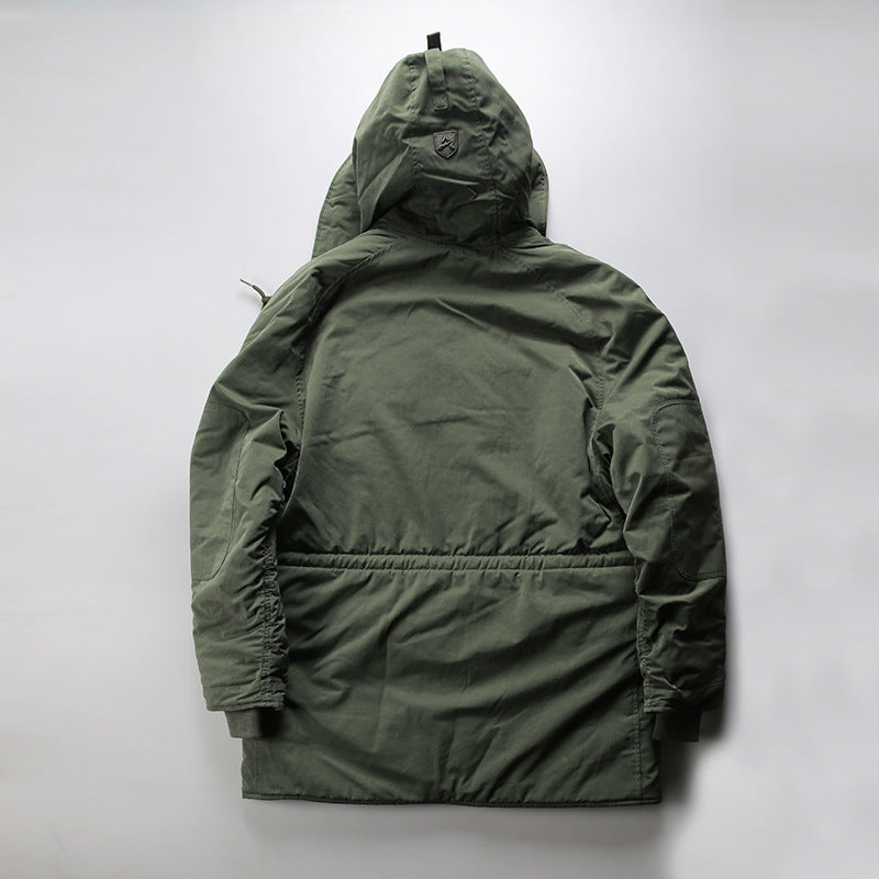 Hooded Mid-Length N3B Cotton-padded Jacket/Overcoat with Wool Liner for Outdoor Casual Wear