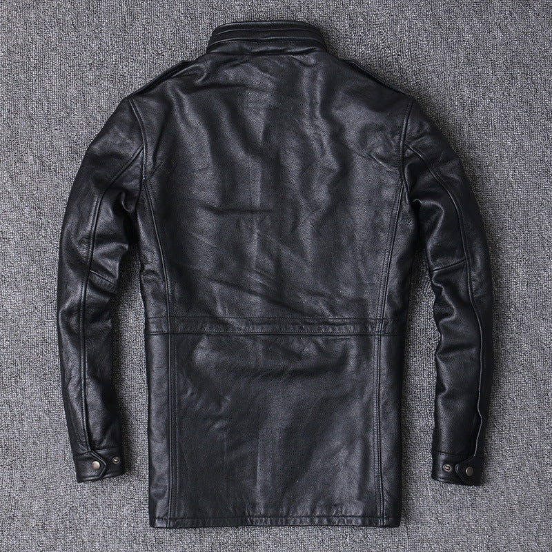 m65 men's genuine leather jacket first layer cowhide jacket windbreaker mid-length motorcycle leather jacket