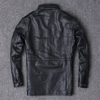 m65 men's genuine leather jacket first layer cowhide jacket windbreaker mid-length motorcycle leather jacket