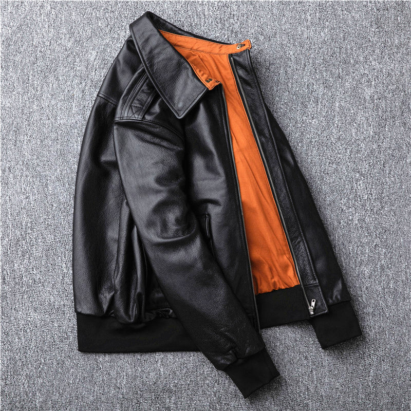 Air Force flight suit leather jacket, top layer cowhide genuine leather jacket for men