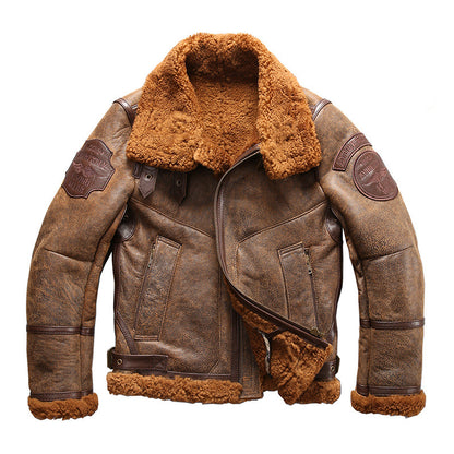 B3 Men's Thick Shearling Pilot Jacket
