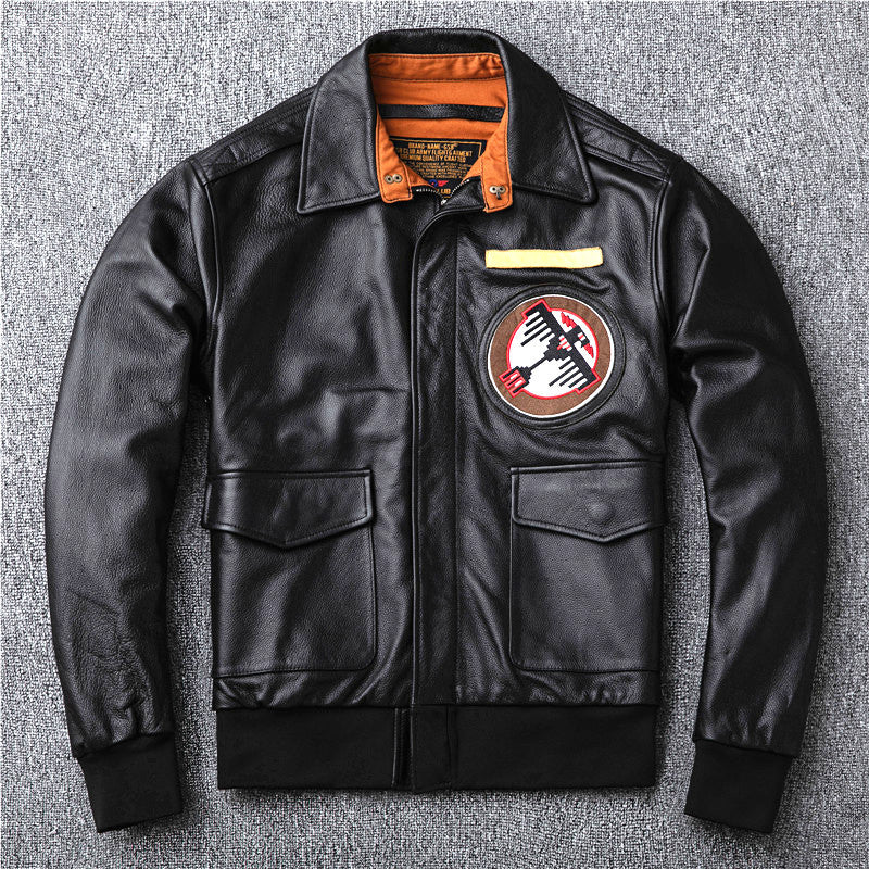 Air Force flight suit leather jacket, top layer cowhide genuine leather jacket for men