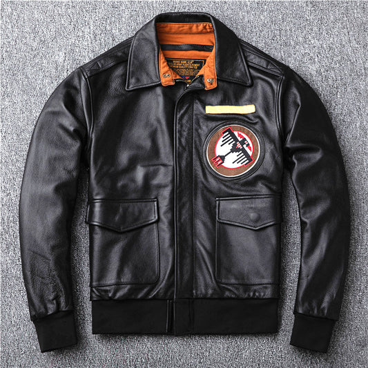 Air Force flight suit leather jacket, top layer cowhide genuine leather jacket for men