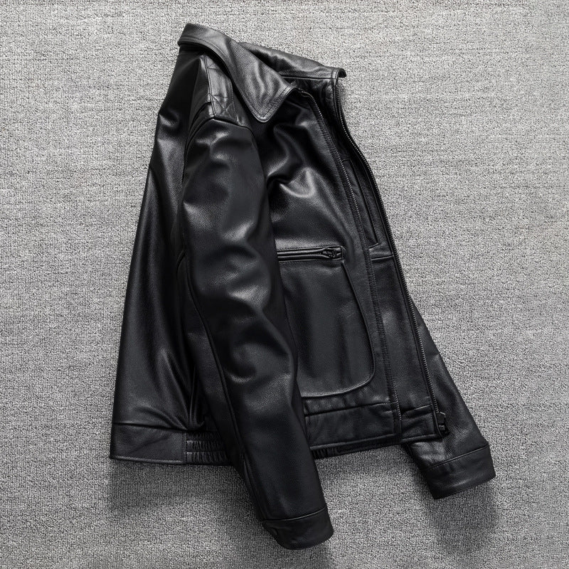 A2 flight suit first layer cowhide leather short men's genuine leather jacket motorcycle jacket