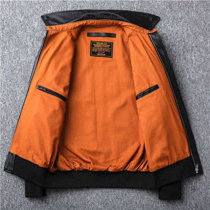 Air Force flight suit leather jacket, top layer cowhide genuine leather jacket for men