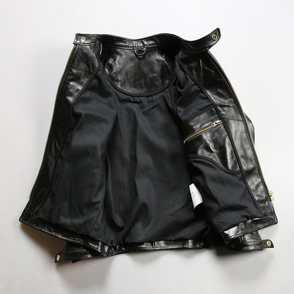 Japanese style motorcycle jacket J100 men's slim fit short genuine leather jacket