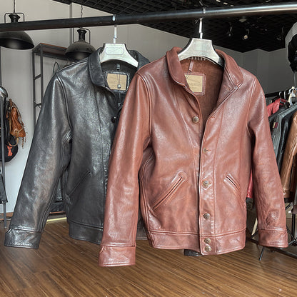 Einstein same style jacket plus size genuine leather leather jacket men's motorcycle goat leather jacket