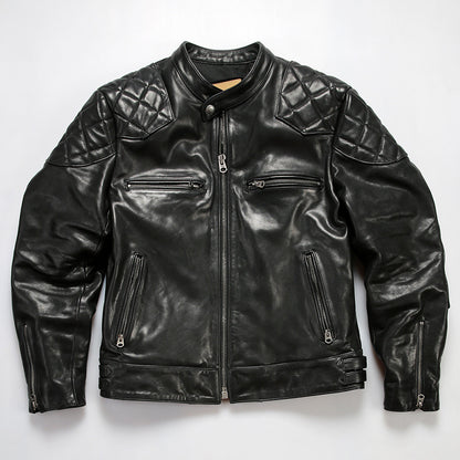 Beckham genuine leather jacket, men's stand-up collar top-grain cowhide coat