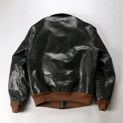 A2 vegetable tanned cowhide bomber jacket men's and women's genuine leather jacket