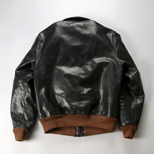A2 vegetable tanned cowhide bomber jacket men's and women's genuine leather jacket