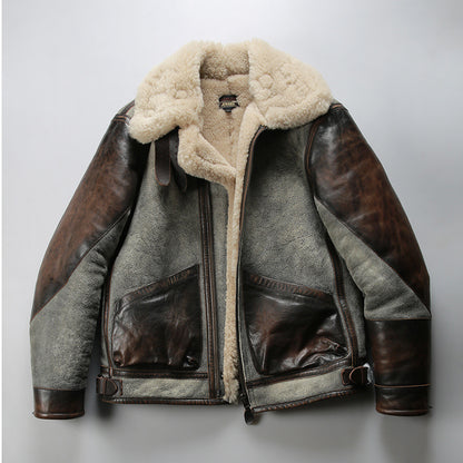 Retro D3 Bomber Shearling Flight Jacket for Men, RRL Sheepskin