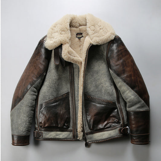 Retro D3 Bomber Shearling Flight Jacket for Men, RRL Sheepskin