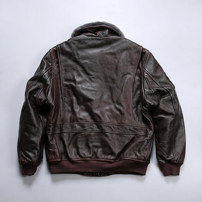 American G1 genuine leather bomber jacket men's detachable wool collar cowhide flight suit leather jacket