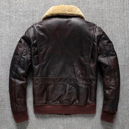 Men's first layer cowhide genuine leather jacket pilot air force flight suit jacket
