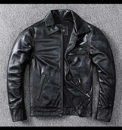 Classic top layer sheepskin leather men's leather jacket casual coat