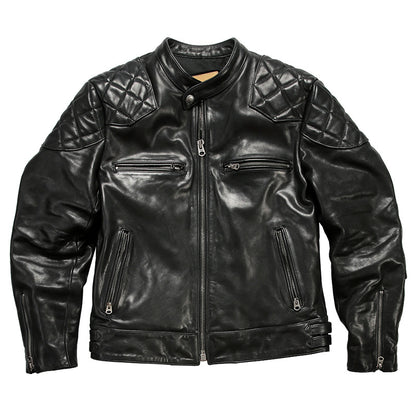 Beckham genuine leather jacket, men's stand-up collar top-grain cowhide coat