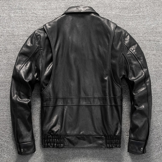 Vintage washed genuine leather jacket flight suit first layer cowhide leather jacket men's autumn and winter large size coat