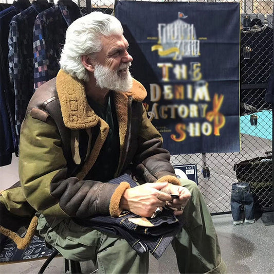 B3 Men's Shearling Pilot Jacket, Canvas Horsehide Genuine Leather Jacket