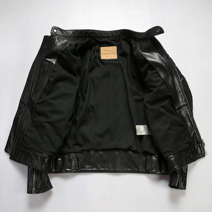 Beckham genuine leather jacket, men's stand-up collar top-grain cowhide coat