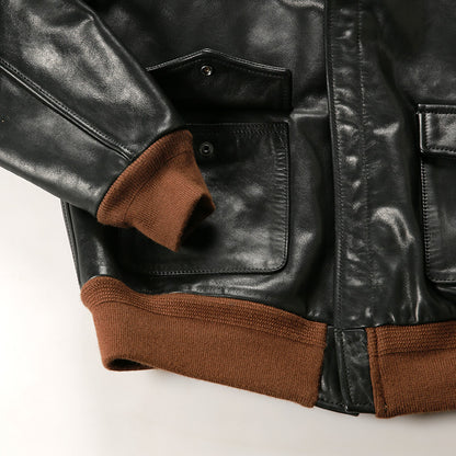 A2 vegetable tanned cowhide bomber jacket men's and women's genuine leather jacket