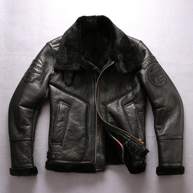 B3 Men's Thick Shearling Pilot Jacket