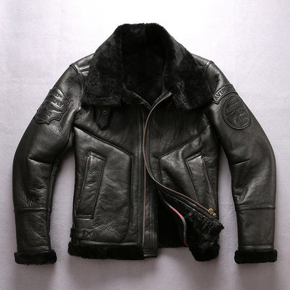 B3 Men's Thick Shearling Pilot Jacket