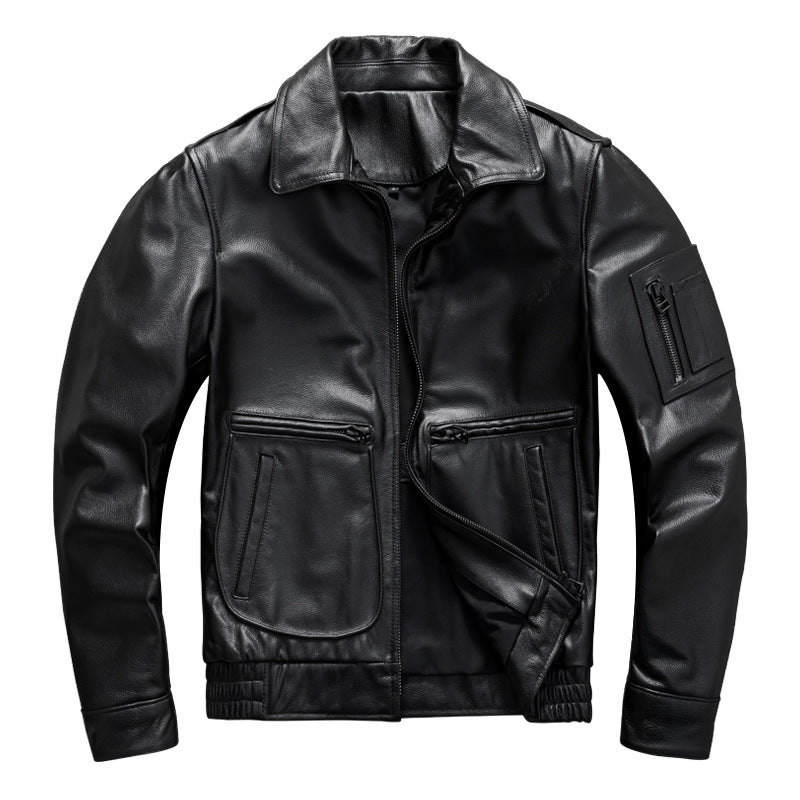 A2 flight suit first layer cowhide leather short men's genuine leather jacket motorcycle jacket