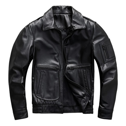 A2 flight suit first layer cowhide leather short men's genuine leather jacket motorcycle jacket