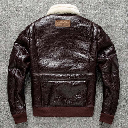 Men's winter lambskin genuine leather jacket flight suit leather jacket