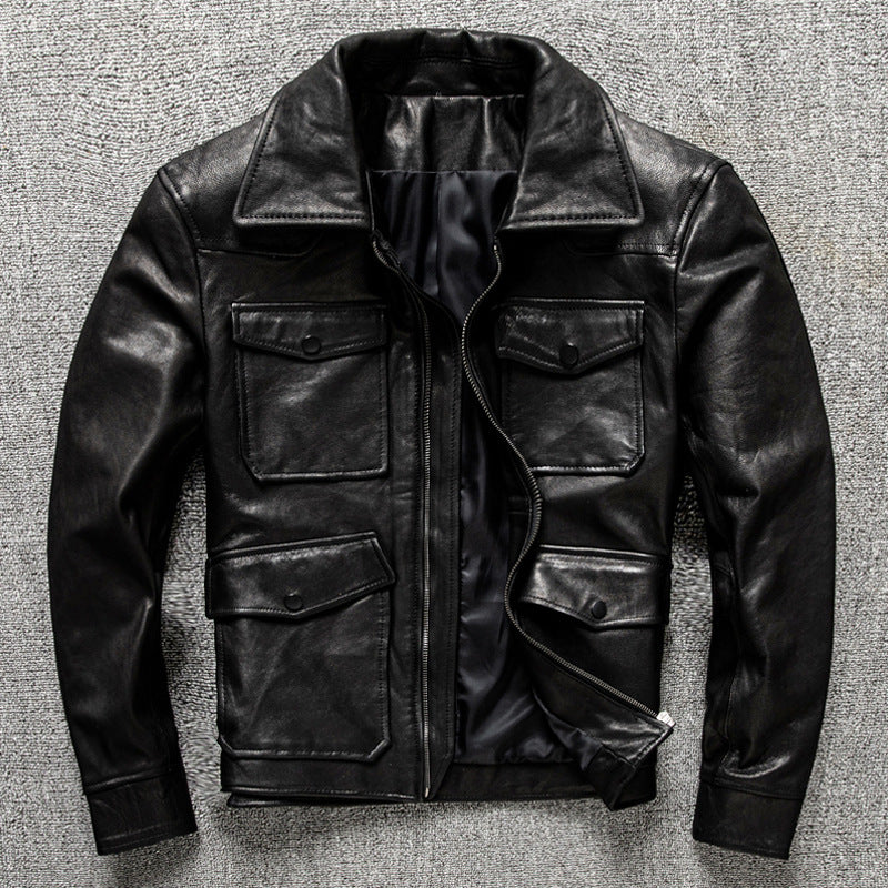 First layer sheepskin jacket genuine leather coat