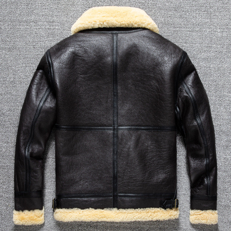 Men's winter sheepskin B3 genuine leather jacket